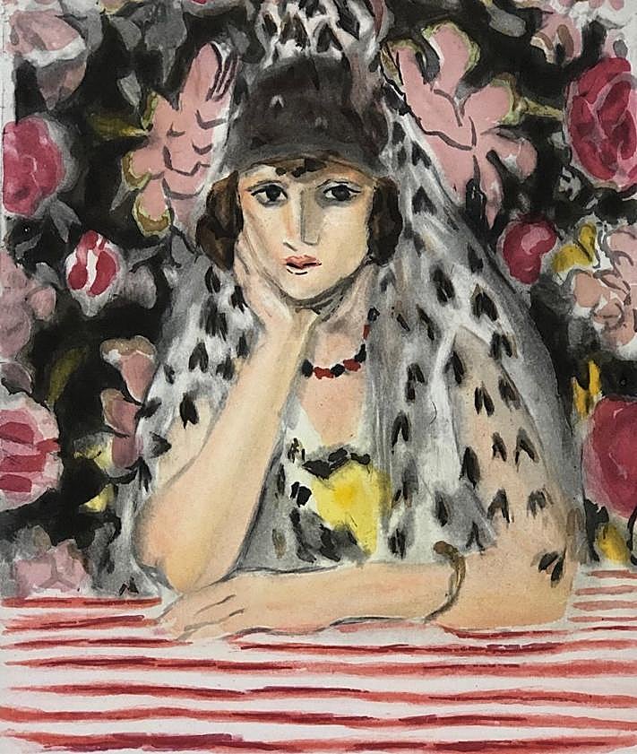 Imagen secundaria 2 - Arriba: José Fermín Serrano, en 2005, con 'Le repas frugal', de Pablo Picasso. Grabado al aguafuerte (1904). Edición sobre papel japón (1913). Abajo: 'Minos II', de Pablo Palazuelo (1997). Óleo sobre tela. Pieza única. Medidas: 172 x 172 cm; y 'L' ́Espagnol à la mantille', de Henri Matisse (1925). Aguafuerte y aguatinta. Edición, 200 ejemplares. Medidas: 38 x 57 cm. 